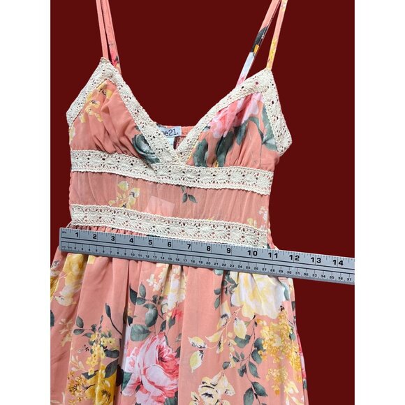 Rue 21 - Women's Summer Sleeveless High Low Hem Ruffle Floral Dress - Pink - XS - Picture 4 of 16